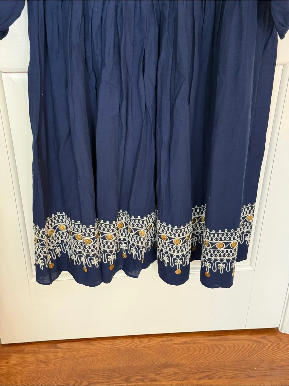 NWT! Tory Burch Navy Sea Embroidered Cotton Voile Maxi Dress Size 4 25675
